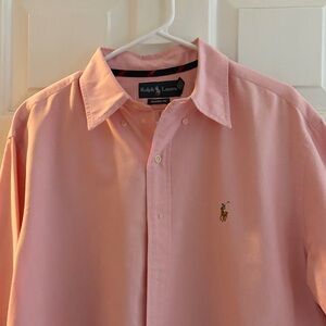 Ralph Lauren Pink Button-Down Oxford Shirt with Embroidered Pony
